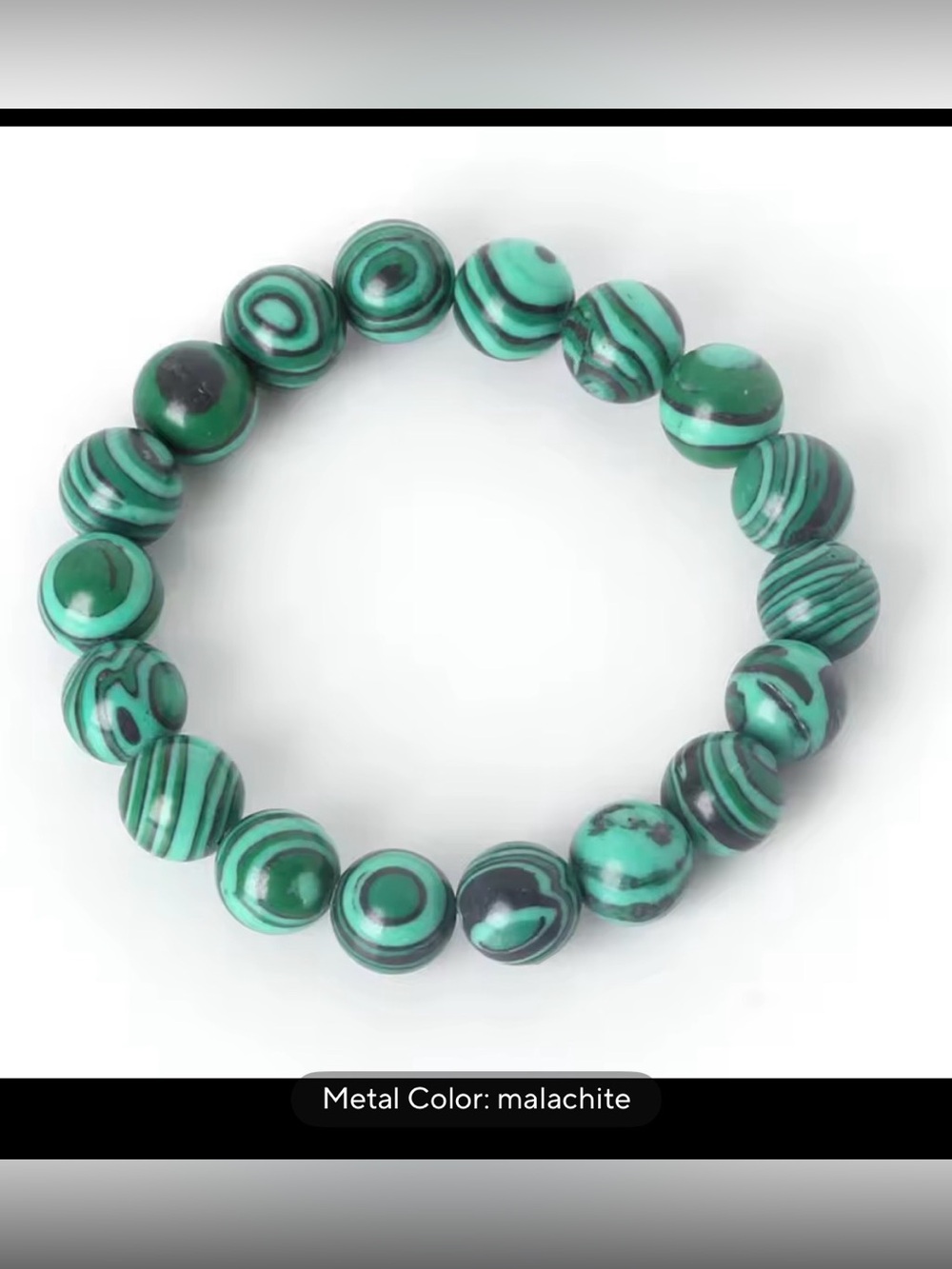 Malachite-Pattern Green Beaded Stretch Bracelet